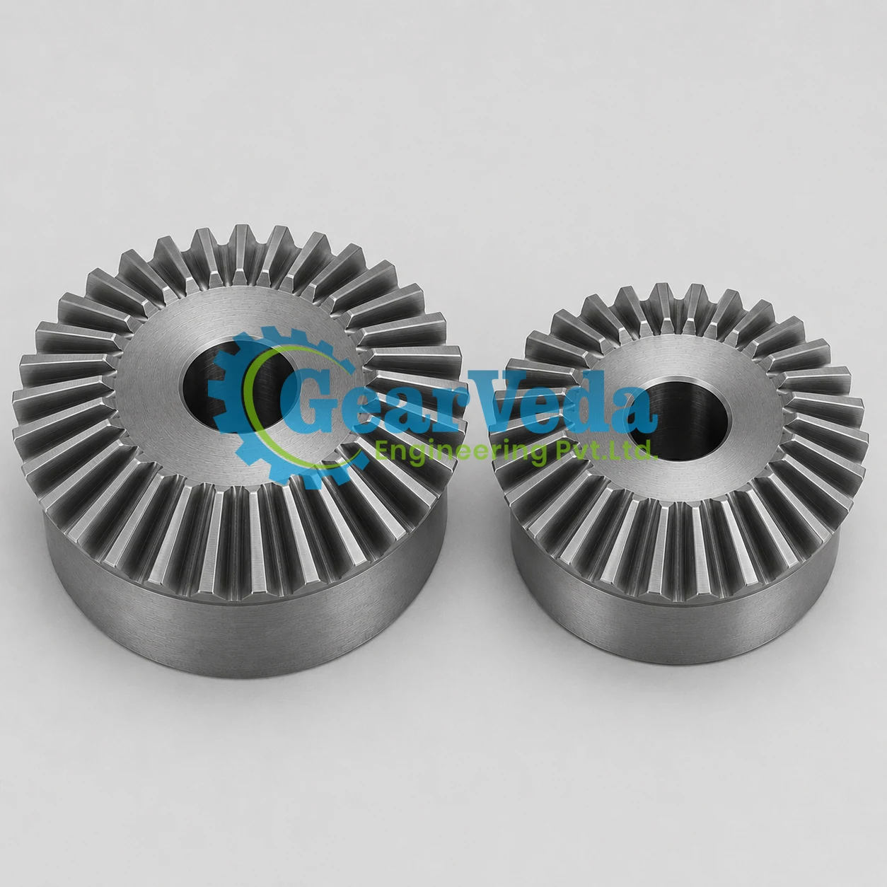 Precision bevel gear pair manufactured by Gearveda Engineering Private Limited
